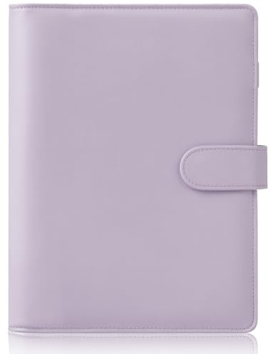 HAUTOCO A5 Binder, 6 Loch A5 Ringbuch Abdeckung, Ringbuch Nachfüllbar Budget Binder, PU Leder Notizbuch Planer Organizer für Büro Schule (ohne Innenpapier), Lila