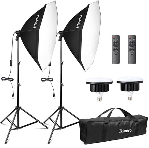 Softbox LED Set Luci per Studio Fotografico Softbox Octagon con 150W E27 Lampadine Dimmerabile 3000~6500K e Supporti Regolabili 2m per Ritratti Foto di Moda Prodotti Video YouTube Live Streaming