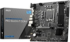 MSI PRO B660M-P DDR4 Motherboard, Micro-ATX - Supports Intel 12th Gen Core Processors, LGA 1700 - DDR4 Memory Boost 4600+MHz/OC, PCIe 4.0 x16 Slot, 1 x M.2 Gen4 x4 Slot, 1G LAN