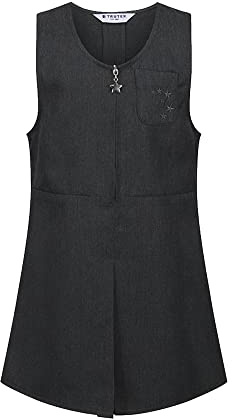 Trutex Girls School Pinafore Dress, Traditional School Uniform Dress with Pleated Front & Zip Fastening - Grey (5 Years)
