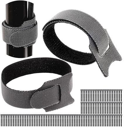Abrazaderas de Cinta de gancho y bucle con lazo, 100 unidades, 15 cm de largo, en negro, para cables de nailon, cinta con lazo, organizador de cables recerrable, abrazaderas para cables