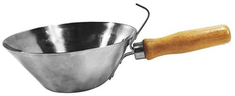JISADER Secchio per Calcestruzzo in Acciaio Inossidabile con Manico in Legno Cazzuola per Malta Cementizia Strumento per Cartongesso Vernice Pulita E