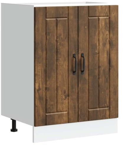 vidaXL Lucca Sink Base Cabinet - Smoked Oak Engineered Wood for Kitchen Organizing with Adjustable Feet - 60x46x81.5 cm