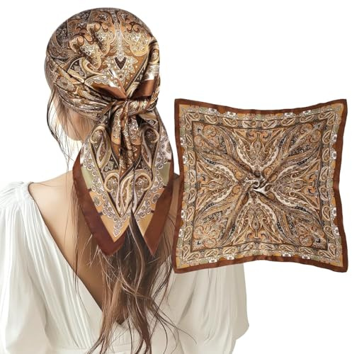 CharmeFleur donna Scialle Capelli 27.5 Inches Satin Kopftuch Setoso Avvolgimento Collo Bandana per donna