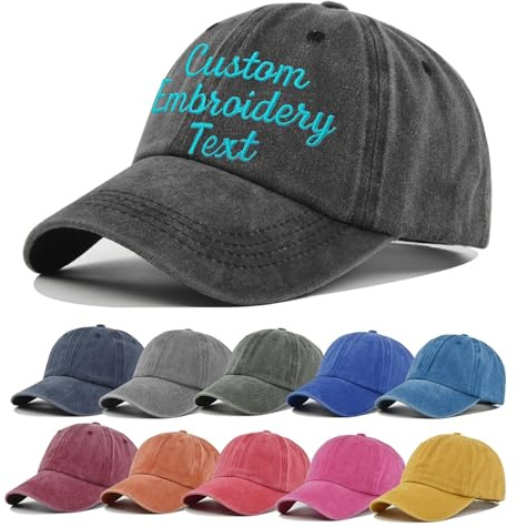 CHARMMYFASHION Cap Selbst Gestalten,Personalisiert Baseball Caps für Damen Bestickt,Personalisierte Herren Baseball Kappe Vintage,Verstellbar Papa (DE/NL/SE/PL, Numerisch, 62, Schwarz)