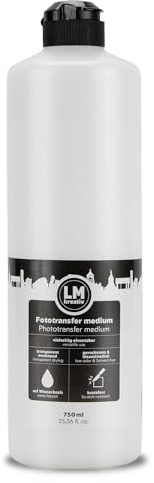 LM-Kreativ Fototransfer Medium 750 ml Flasche - Foto-Transfer-Medium für Foto auf Holz übertragen. Bildtransfer Glas, Keramik, Metall, Leinwand - Für individuelle Bastelprojekte & DIY Fotogeschenk