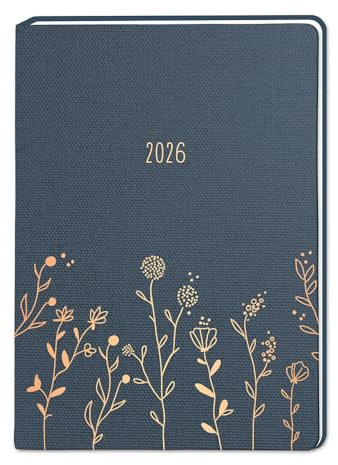 Terminplaner Nature Art - Blumen A5 - Taschenkalender 2026 - Grafik Werkstatt - Buchkalender mit edlem Kupferdruck und Lesebändchen - 1 Woche auf 2 Seiten - 13,5 cm x 18,5 cm