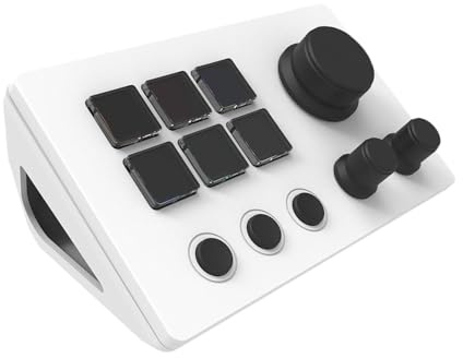 KiBcsLic Stream Controller Deck with Customizable 6 Shortcut Keys Gaming Shortcut Keyboard Trigger Actions for, white