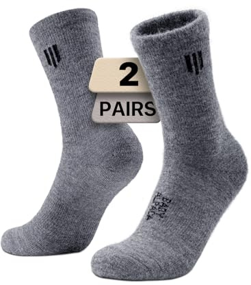 Juclise Alpaca Wool Micro Crew Midweight Thermal Hiking Boot Socks Moisture Wicking, Winter hunting Cushioned Merino (US, Alpha, Large, Regular, Regular, Light Grey)