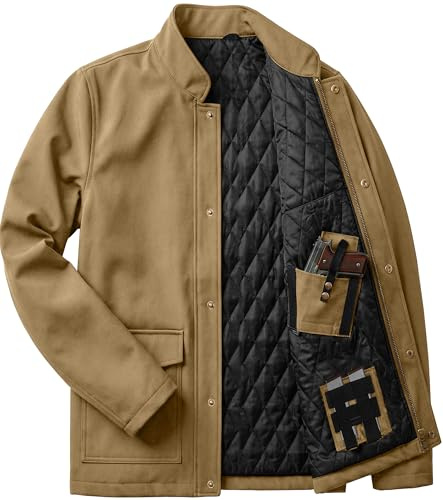 URBAN BUCK Concealed Carry Jacket Men Insulated Heavy-Duty Tactical Jacket with Pockets- covert Beige Coat (XXL)