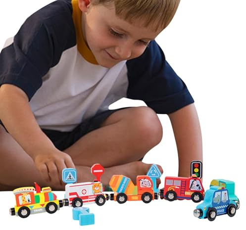 Arrovarp Trä Tåg Set För Barn,Magnetiskt Pedagogiskt Leksaksset - Bilsats - Lämplig För Pojkar Och Flickor Från 3 År Och Uppåt, Förskola, Hemma, Klassrum, Dagis, Inomhuslek