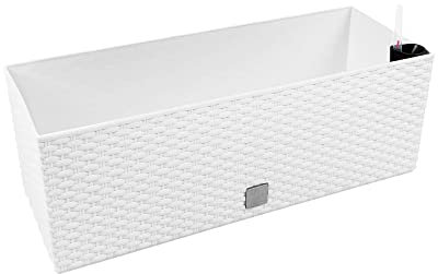Jardinera rectangular 17 litros con autorriego color blanco 52x20x19cm