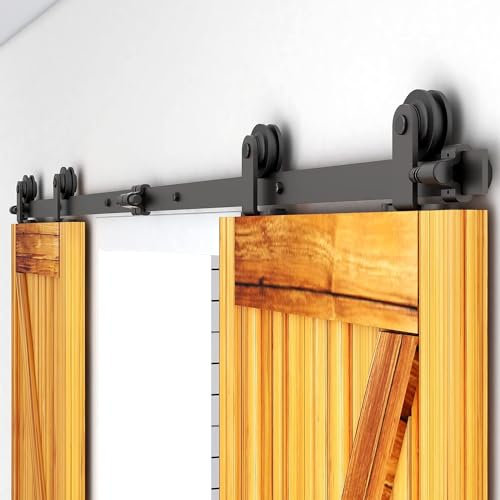 12FT/365cm Sliding Barn Wood Door Closet Hardware Track Kit Track System Unit for Double Door