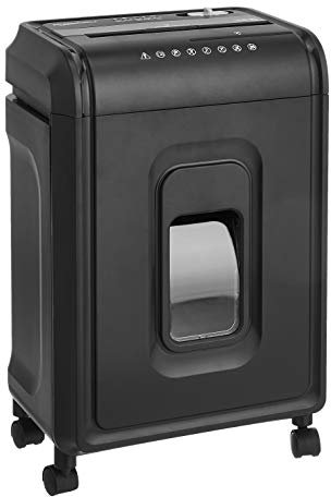 Amazon Basics Aktenvernichter mit Mikroschnitt, 7-8 Blätter, Schwarz