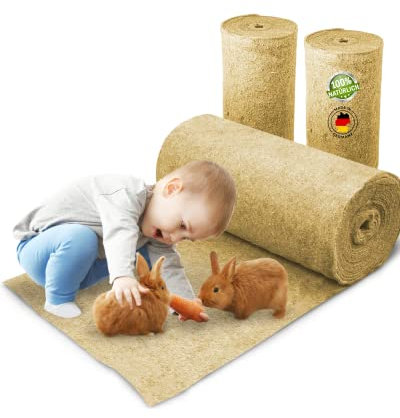 Nagerteppich aus 100% Hanf auf Rolle mit 10m Länge, 40cm Breite, 5mm dick, Hanfteppich für alle Arten Kleintiere, Hanfmatte Nagermatte Nager-Teppich