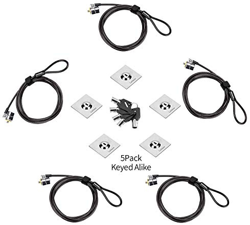 LORADAR 5Pack Laptop Cable Lock Hardware Security Cable Lock Anti Theft 5Keys 6.7Ft Compatible for Laptops, Tablet,Out Door TV& Other Devices Longer Cable (keyed Alike)