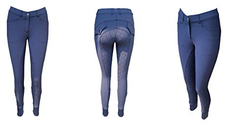 Avon Equine Pantaloni da equitazione da donna, con seduta completa, in silicone, Blu, 62