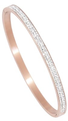 MILAKOO 4/6mm Ovale Form Edelstahl Manschette Armreif Armband mit Strass für Frauen