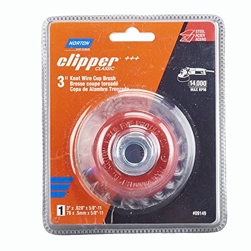 Norton Spazzola Metallica Norton Clipper, Spazzola Metallica In Acciaio Al Carbonio Da 7,6 Cm Per Smerigliatrice Angolare, Filo Annodato, 1 Pezzo