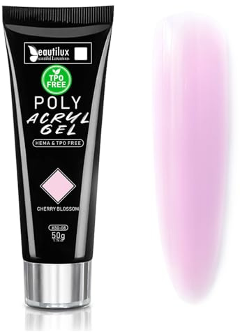 Beautilux Acrygel Ongle Sans-TPO, 50g Rose Acrygel Longue Durée Pour Nail Art Gel Extension Ongle, Gel Tube Construction Ongle UV