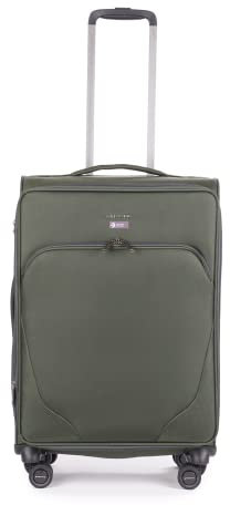 Stratic Mix Koffer Weichschale Reisekoffer Trolley Rollkoffer mittelgroß, TSA Kofferschloss, 4 Rollen, Erweiterbar, Größe M, Grün