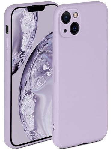 ONEFLOW Mjukt fodral kompatibelt med Apple iPhone 14 silikonskal, upphöjd kant för skärmskydd, två lager, mjukt mobiltelefonfodral – matt syren