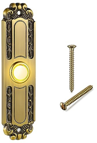 Dreyoo Lighted Metal Doorbell Push Button, Retro Style Door Bell