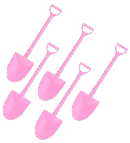 Ouliget Mini Shovel Shape Spoons,Cute Disposable Plastic Dessert Spoons,Ice Cream Dessert Spoon Shovels,100 Pcs,Pink,4.7 Inch.