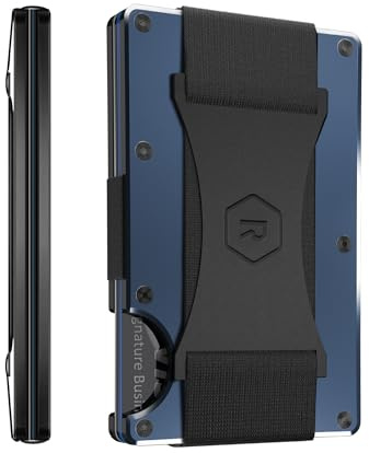 Ridge Wallet for Men - Slim Minimalist Compact Wallet and Card Holder, RFID Protected Front Pocket Wallets for Men with Integrated Cash Strap (Navy)
