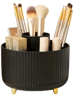 Nuangoo Organizador de Maquillaje Giratorio 360°,Almacenaje Maquillaje Se puede utilizar para perfumes y cosméticos, mesa de baño, dormitorio caja de almacenamiento giratoria (Negro)