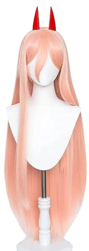 Kraja Set Parrucca + Corna Rosse Cosplay di Power di Chainsaw Man Halloween Festa Rosa/arancio (power chainsaw man)