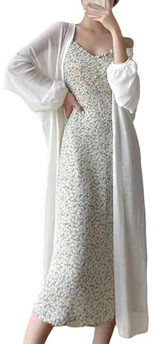 CuLtP Cardigan Donna Giacca Bolero Lunga da Donna Estiva Leggera Cardigan con Spolverino in Seta di Ghiaccio Trasparente Aperto sul Davanti Casual Vestaglia Camicetta Abiti da Sera Mantella Coprispal