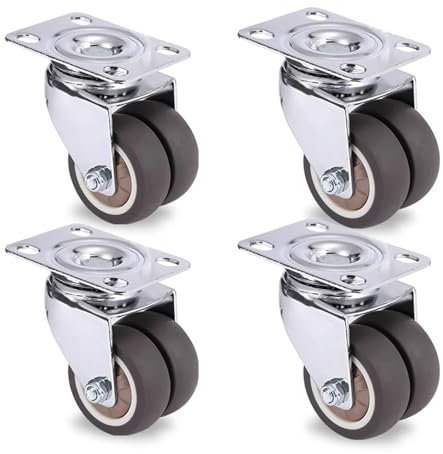4 Stück Schwenkbare Möbelrollen 1,5/2 Zoll Hochleistungs-Möbelrollen aus weichem Gummi mit Bremse for Plattformwagen(4PCS without brake,2 inch)