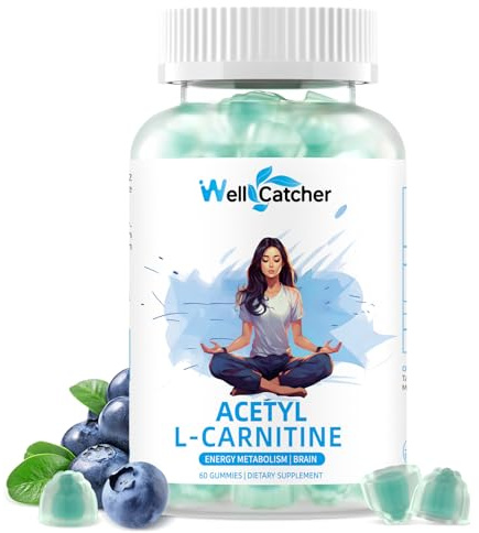 Acetyl L-Carnitine Supplement 1000MG Gummies - Sugar Free Alcar L-Carnitine Gummies for Men Women Support Muscle Endurance Brain Health Energy Metabolism - Vegan Non-GMO Blueberry Flavored 60CT