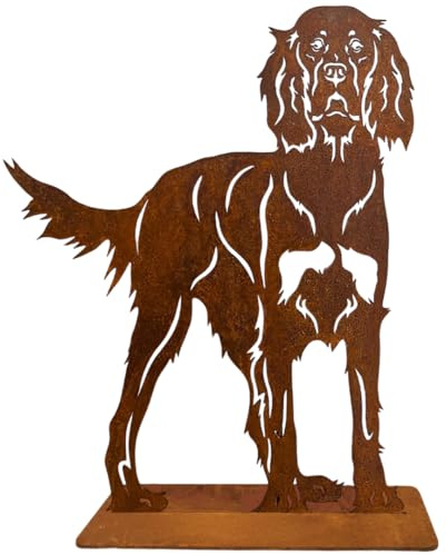 Terma Stahldesign Rost Hund Gordon Setter lebensgroß Metall Gartenfigur Handmade Germany wetterfest Gartendeko Tierfigur Grabdeko Geschenk