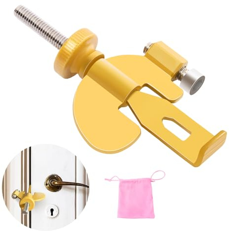 PAJWITHL Cerradura de puerta portátil, adecuada para viajes, hoteles, hogares, apartamentos universitarios con mayor seguridad, ajustable, fácil de instalar (amarillo)