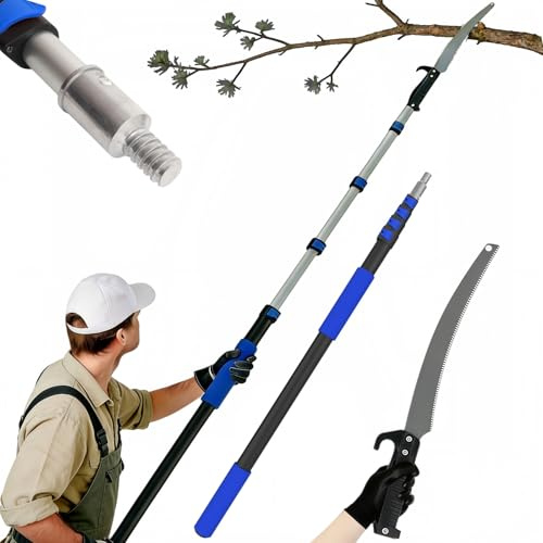 Karveden 18FT Reach Pole Saws for Tree Trimming with 3-12FT Telescoping Extension Pole, Anti-slip Handle, Manual Pruning Pole Saw with 19 3X Detachable Saw for Forestry, Yard, Garden, Patios