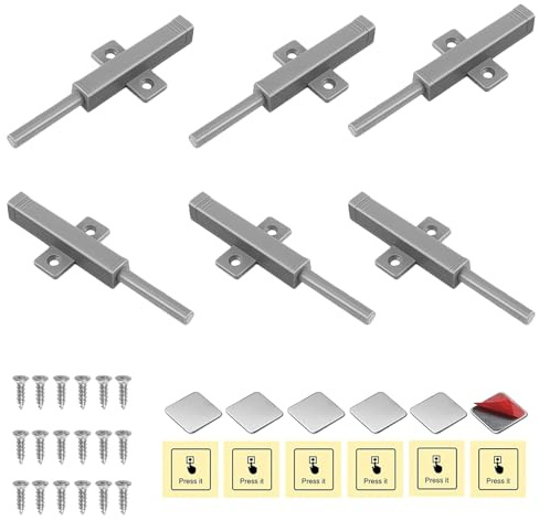 Magnetschnäpper Drucktüröffner, 6 Stück Push to Open Türöffner, Magnetischer Türverschluss mit Schrauben, Mit Schrauben und Unterlegscheiben, für Küche Schublade Push Öffner Touch