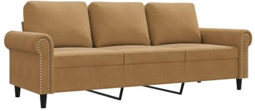 HETFTJN Koltuk Takimi Schlafcouch Schlafsofa Recamiere - 3-Sitzer-Sofa Braun 180 cm Samt für Relaxationsraum Sitzzimmer Jugendzimmer Hotelzimmer