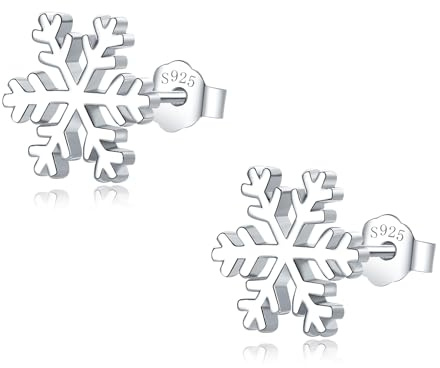 Glintara Ohrstecker Silber 925 Weihnachten, 925 Sterling Silber Weihnachts Ohrstecker, Silber Schneeflocke Ohrstecker Damen, Hypoallergen Schlafen Ohrstecker Ohrringe Schmuck Geschenk für Mädchen