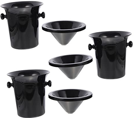 Alipis 3 Piezas Cubo De Hielo Redondo para Cata De Vino Escupidera De Vino De Asas Dobles Negra para Eventos