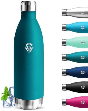 Grsta Borraccia Termica 1 litro, Senza BPA, Borraccia Acciaio Inox, Senza Perdite, Borracce Metallo, Acciaio Inossidabile 18/8, Borracce per Campeggio, Escursionismo, Fitness, Yoga, Corsa