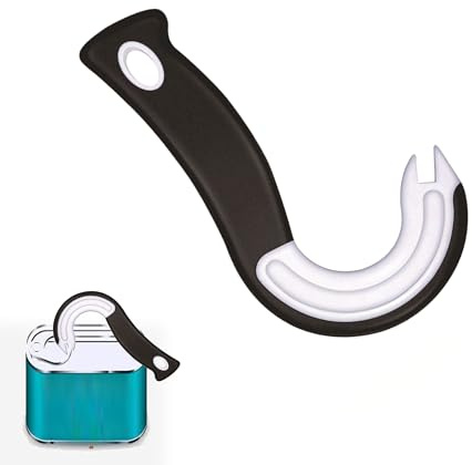 1PCS Ring Pull Can Opener Aid J Shaped Ring Pull Can Opener | Black Ring Pull Opener Without Harming Nails for Arthritic Hands Kitchen Aid Opener Manual Pull Helper for Elderly Weak Hands