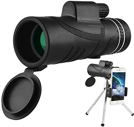 Telescopio monocular con trípode para teléfono para adultos, 10 x 42 HD, compacto, de alta potencia, resistente al agua, ligero, monocular transparente para observación de aves, caza, senderismo,