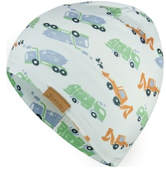 Sterntaler Beanie Bedruckt mit Autos Jungen - Baby und Kinder Mütze mit angeschnittenen Ohrenklappen und Bindeband