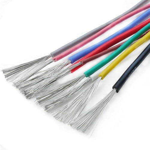 Canalina for cavi elettrici Solido 2 metri 5 metri UL3239 Filo di rame stagnato isolato in silicone 3000V 14AWG 30AWG 3KV Connettore for cavo elettrico morbido flessibile (Colore: Rosso, Dimensioni: 5