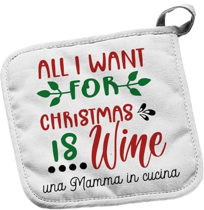''Wine'' Presina Natalizia Personalizzata Decorazione Albero di Natale Idea Regalo Natale mamma nonna decorazioni natalizia addobbi cuoci chef famiglia pranzo cena di natale tavola