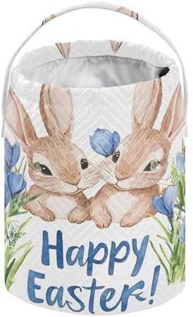 Aquarell-Hasen-Blumen-Osterkörbe, Häkelgarn-Tasche, Häkeltasche, Organizer, Stricktasche, Basteltasche, Garn-Aufbewahrungsbehälter für Häkeln, Stricken, Zubehör und Zubehör