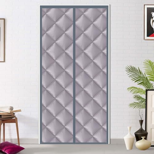 Cortina de puerta magnética de algodón con aislamiento térmico de 70 x 200 cm, cortina de puerta de invierno gruesa para aislamiento acústico y reducción de ruido, pantalla de puerta magnética a