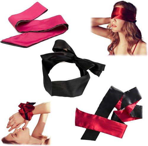 Sex Toys Blindfold. Use with Vibrator, handcuffs or any Adult toy's Bondage. Add too or start your Sex Toy BDSM Set. Great Gifts For Women or Men, Black & Red Reversable Blindfold, BFLD.